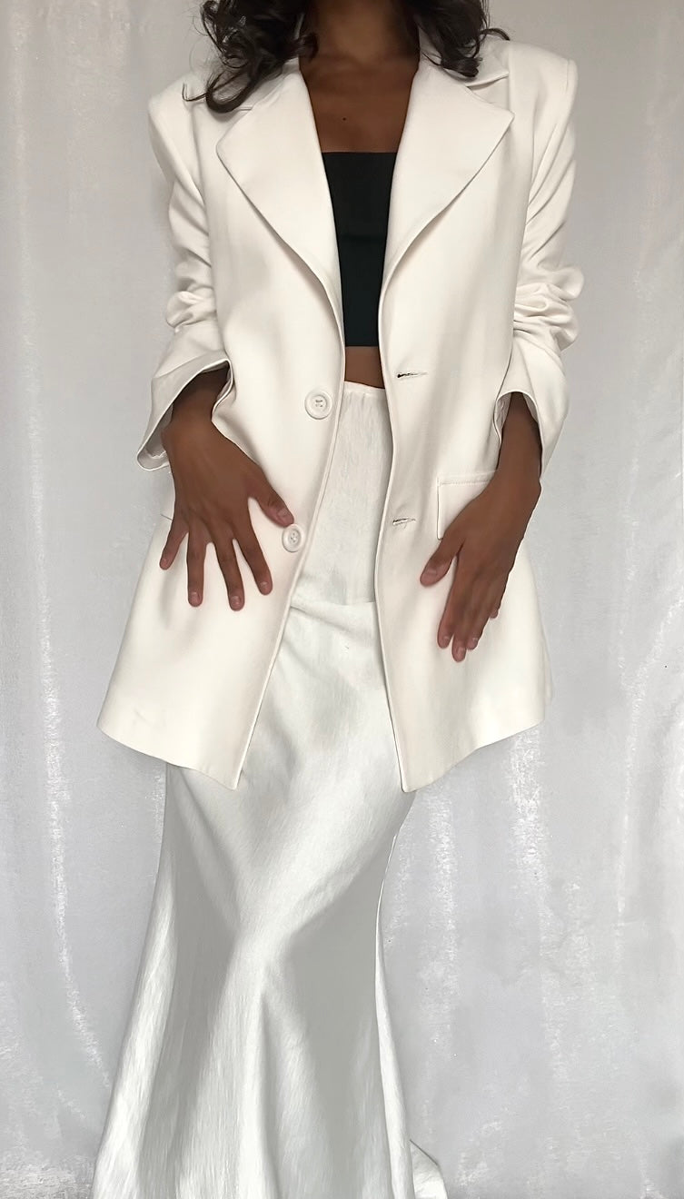 Veste Tailleur Écru Femme Élégante