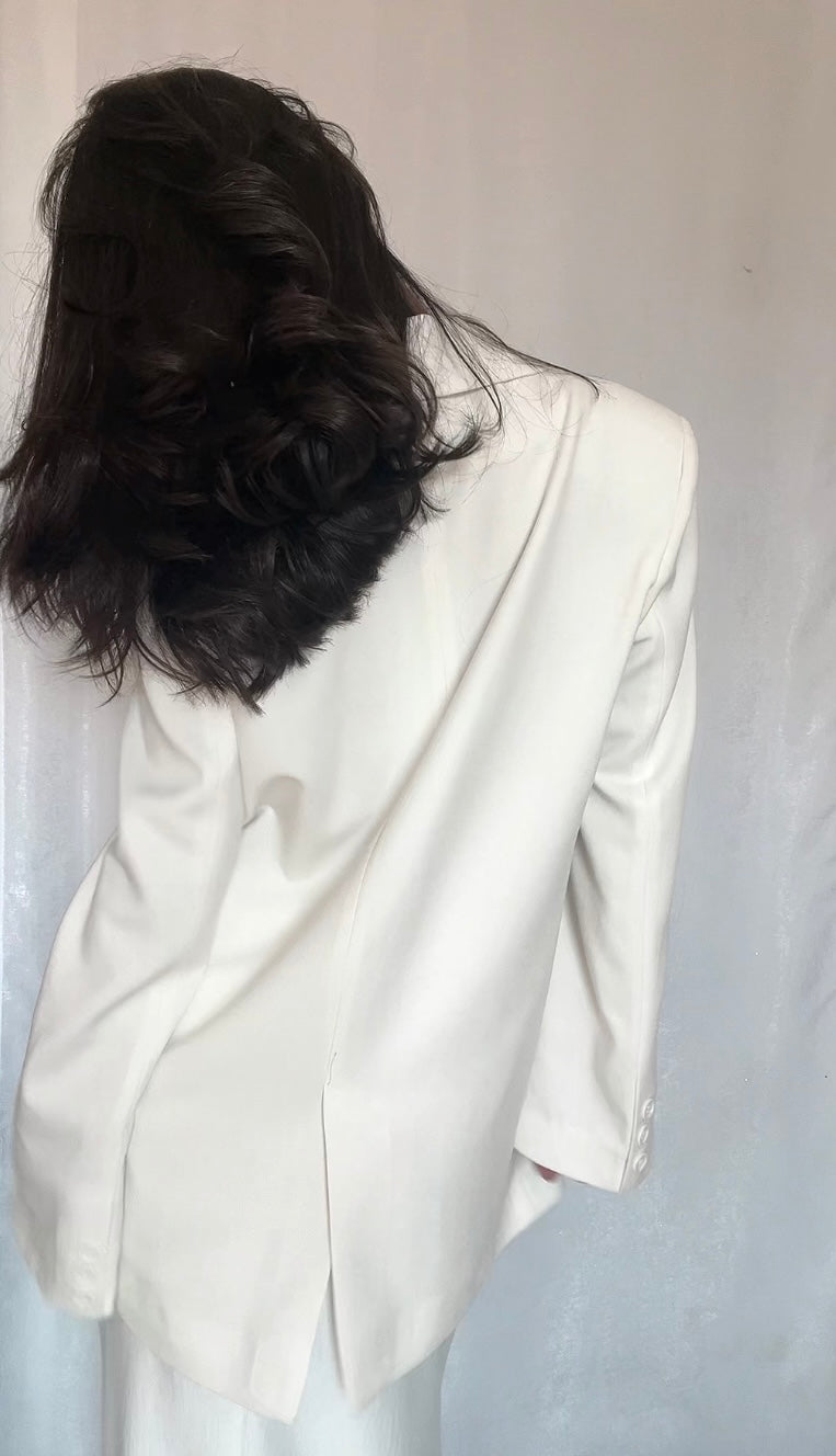 Veste Tailleur Écru Femme Élégante