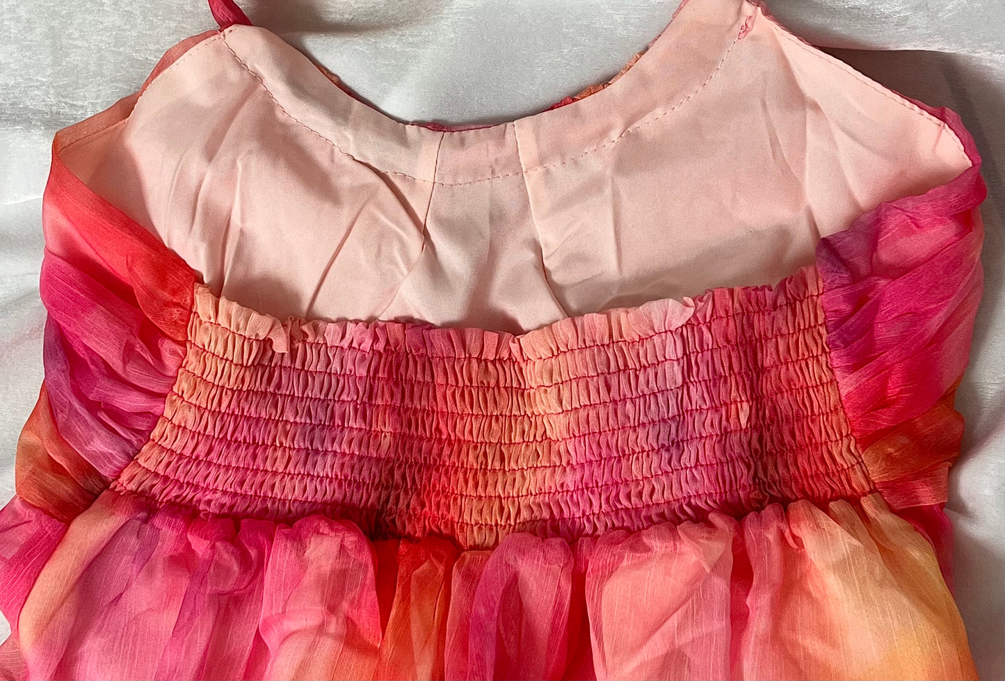 Robe longue fluide rose-orangée - Sunset Divine