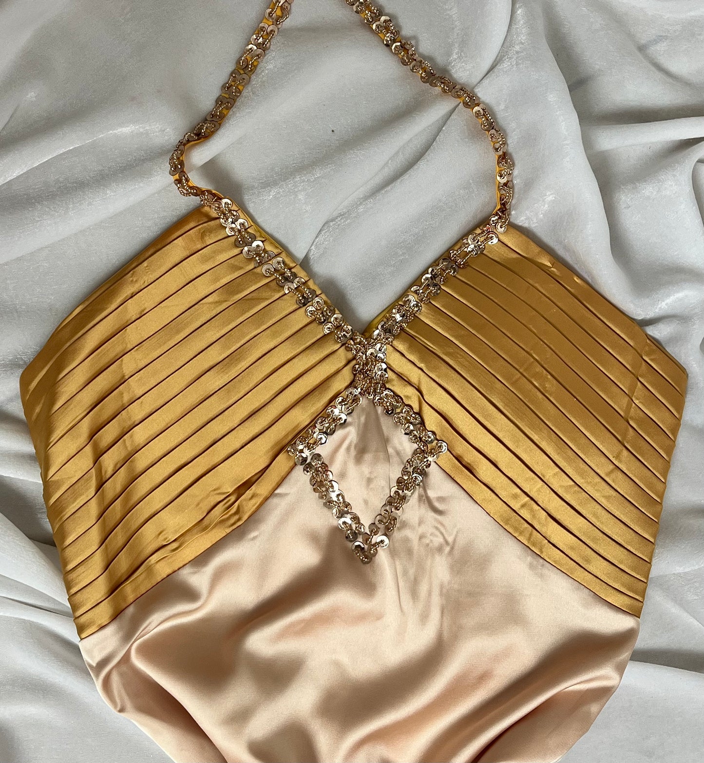 Robe longue satinée champagne - Golden Hour