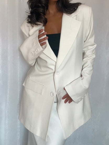 Veste Tailleur Écru Femme Élégante