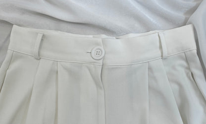 Pantalon Tailleur Écru Femme Chic