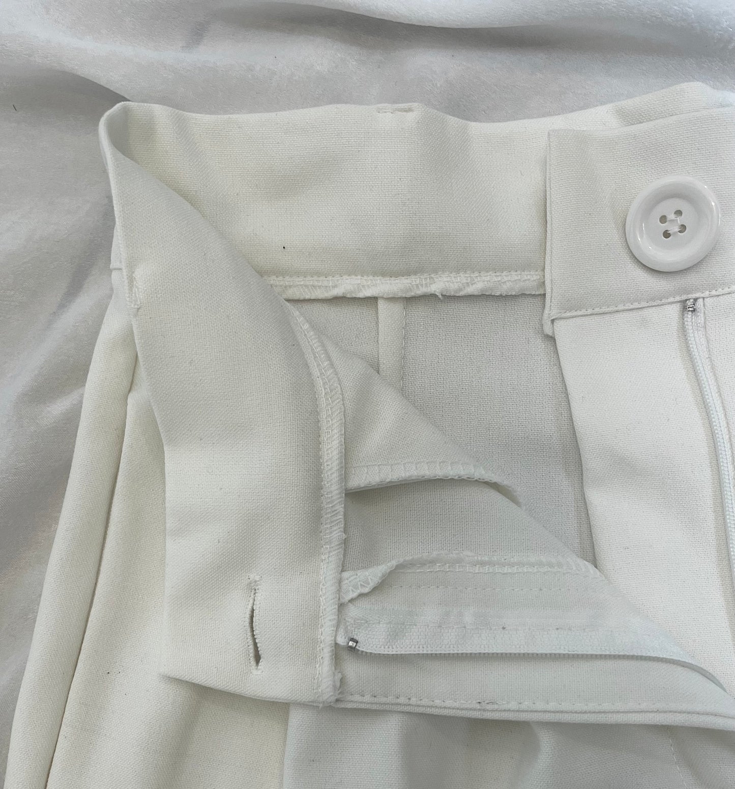 Pantalon Tailleur Écru Femme Chic