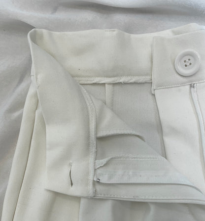 Pantalon Tailleur Écru Femme Chic