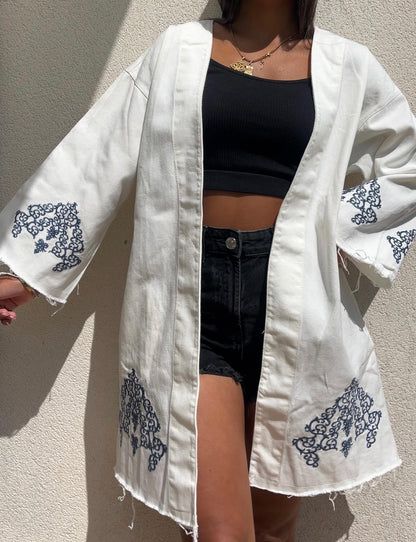 Kimono en Jean à Broderie